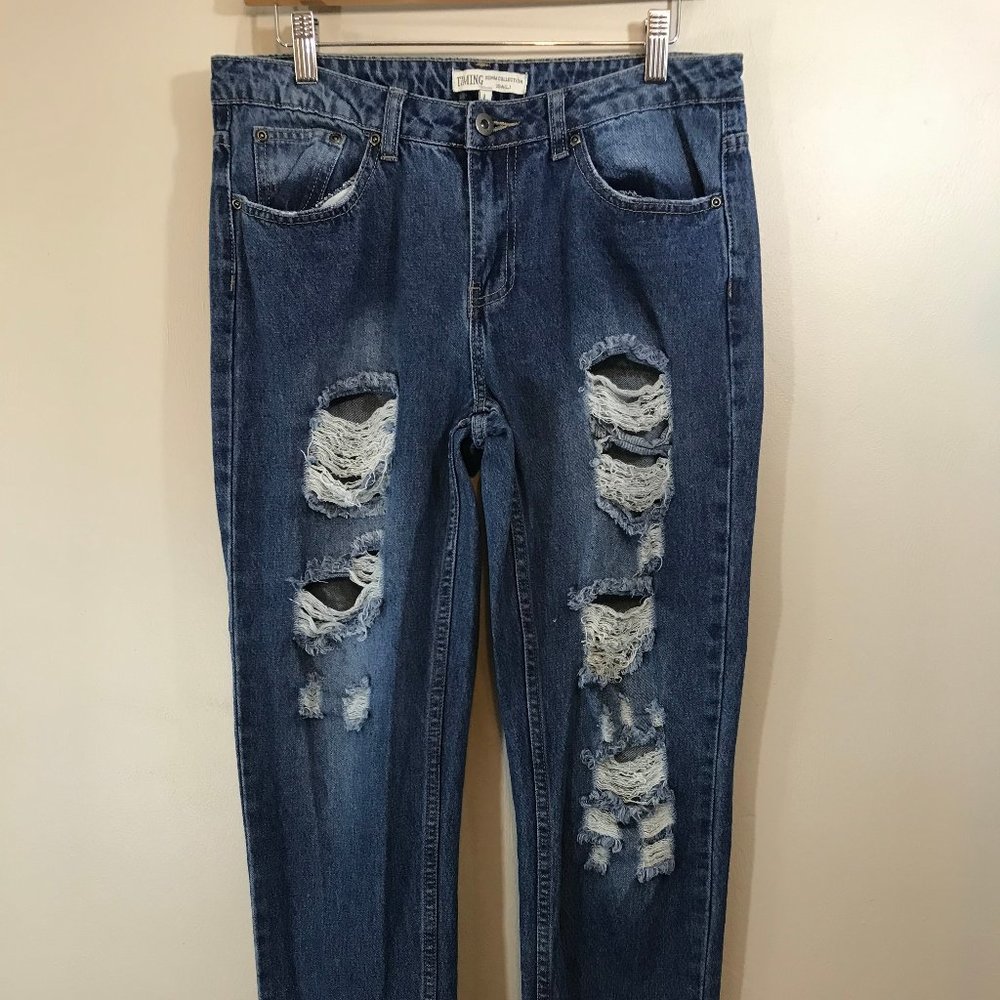 TIMING Denim Collection Distressed Jeans Size L